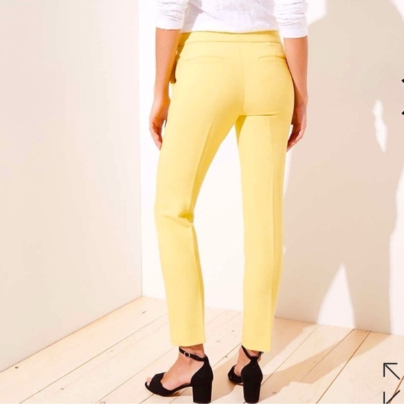 LOFT Marisa Skinny Ankle Dress Pants Buttercream Yellow Size 8 - Picture 3 of 12